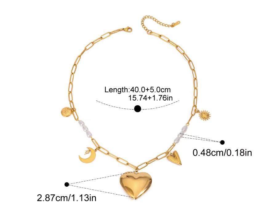 Celestial Heart Charm Necklace