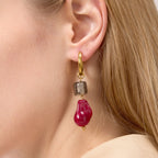 Crimson Resin Drop Hoop Earrings