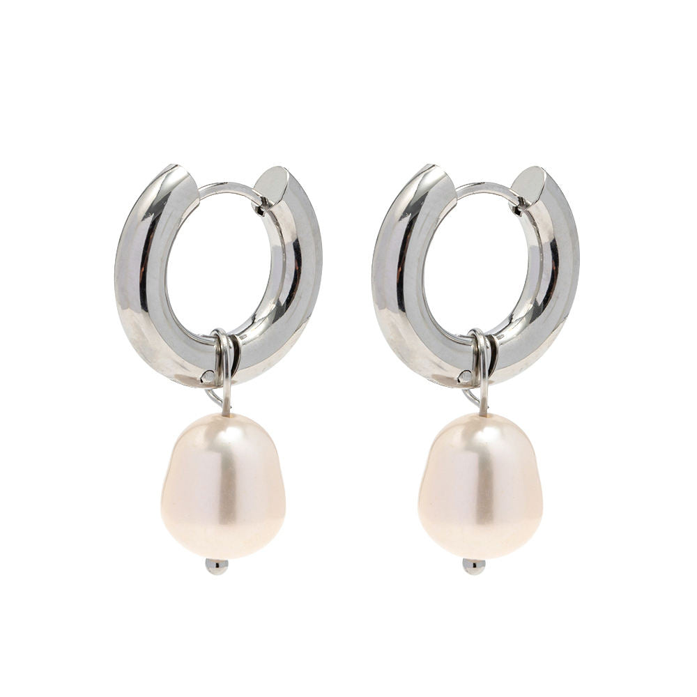 Ivory Pearl Hoops