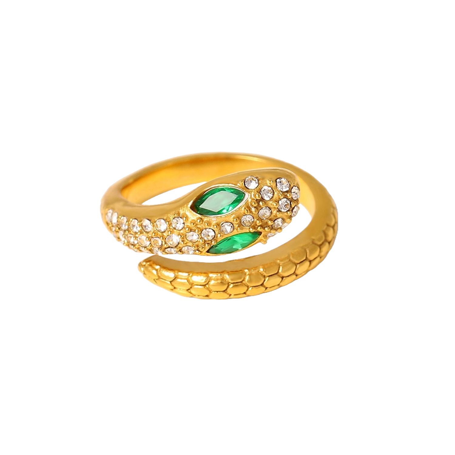Zircon Malachite Snake Ring