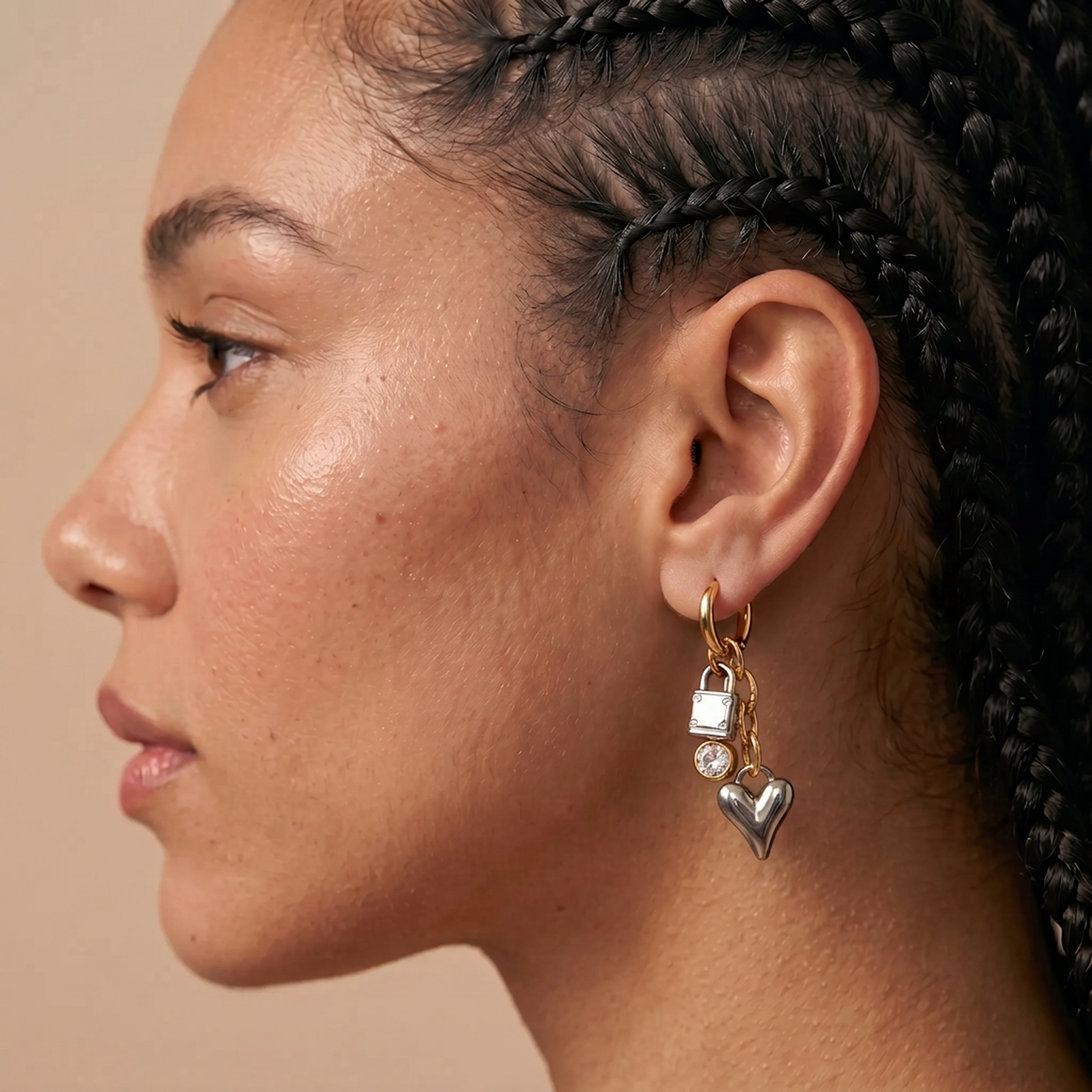 Lux Charm Hoop Earrings