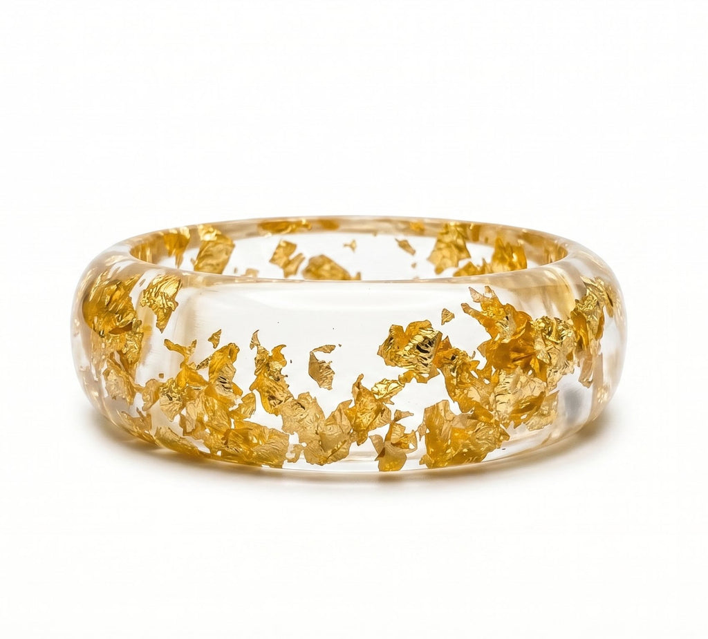 Gold Foil Resin Bangle Stack