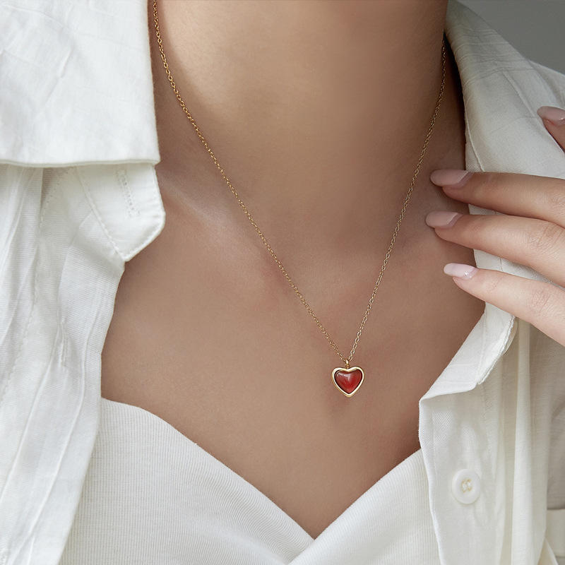 Dainty Scarlet Heart Necklace