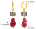 Crimson Resin Drop Hoop Earrings