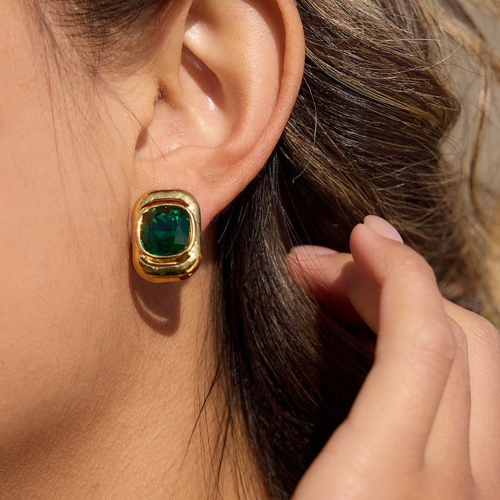 Vintage Green Glass Earrings