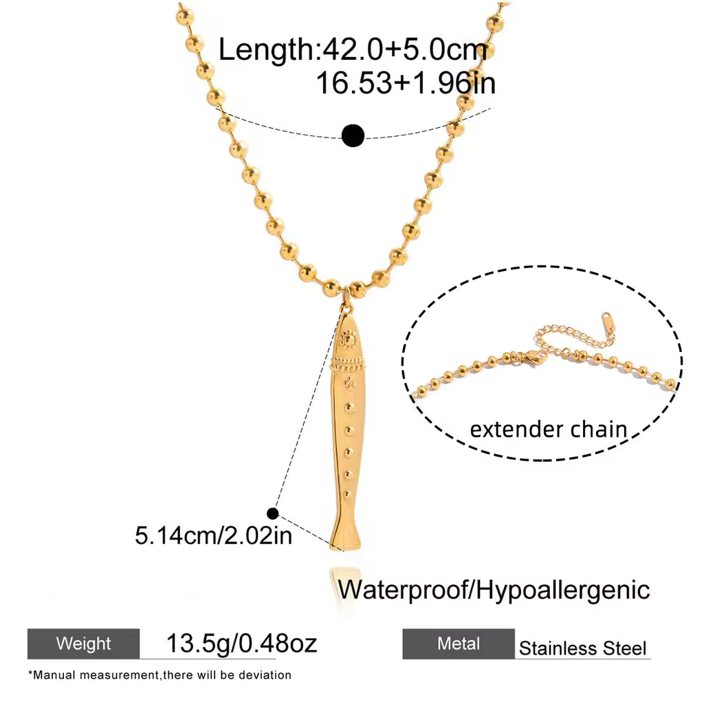 Fish Pendant Bead Necklace