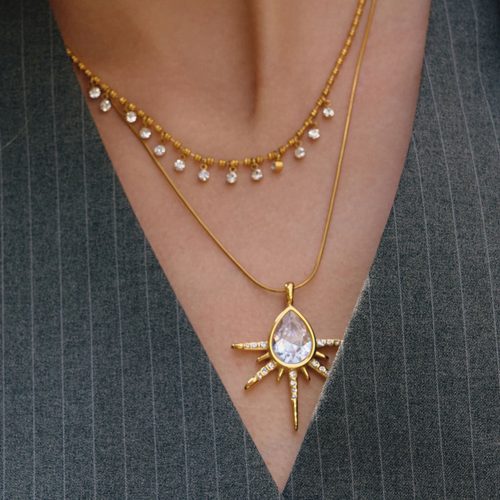 Teardrop Layered Necklace - Set Of 2
