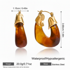 Amber Resin Hoop Earrings Spec Image
