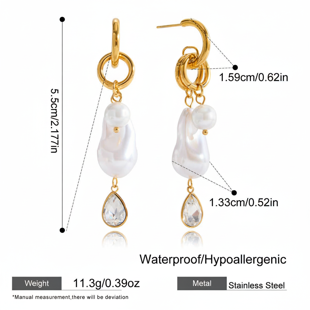 Baroque Pearl & Crystal Drop Earrings