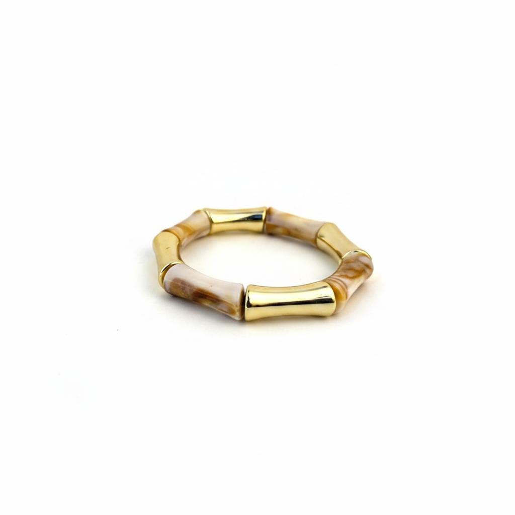 Beige & Gold Bamboo Bracelet