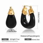 Black Enamel Hoop Earrings Spec Image