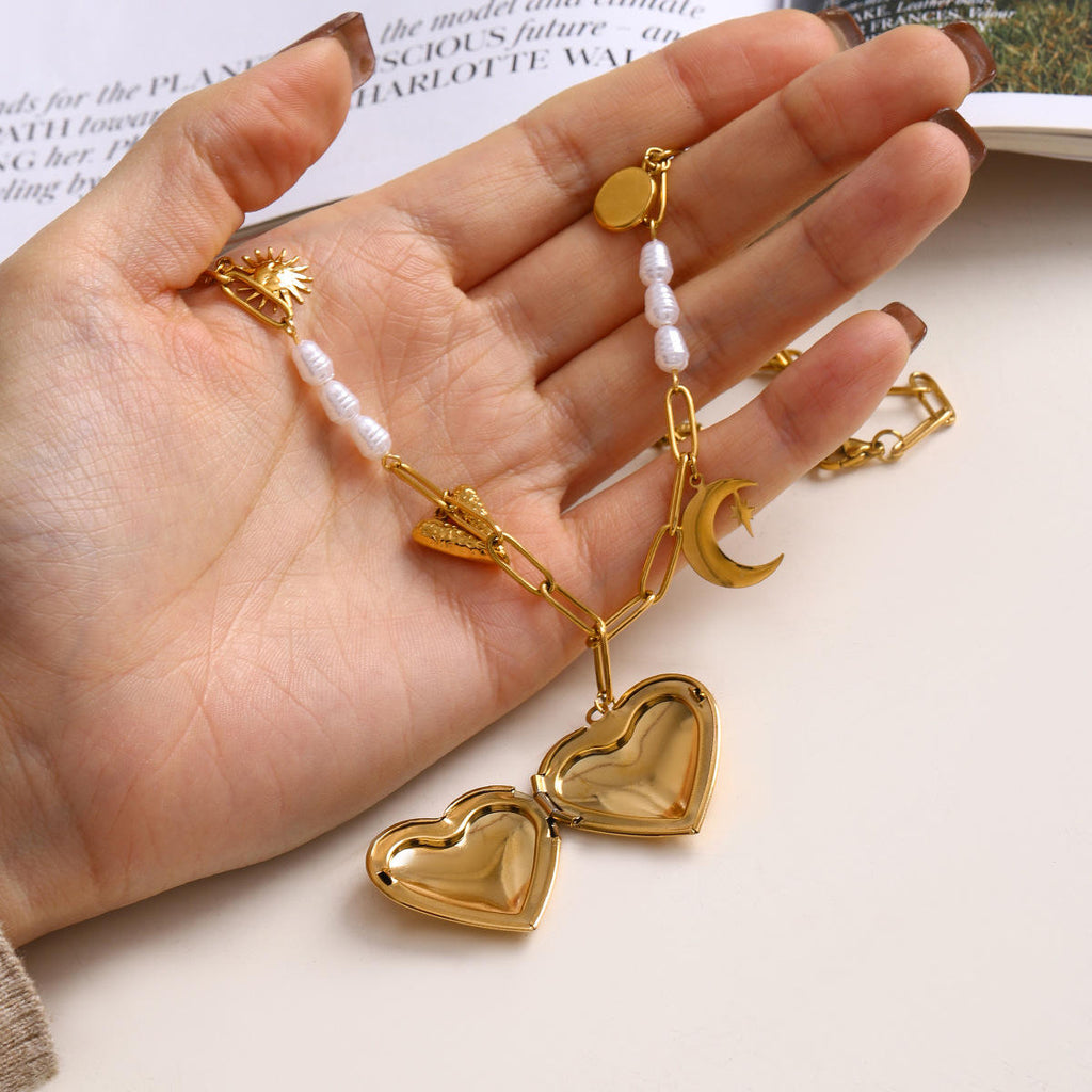 Celestial Heart Charm Necklace