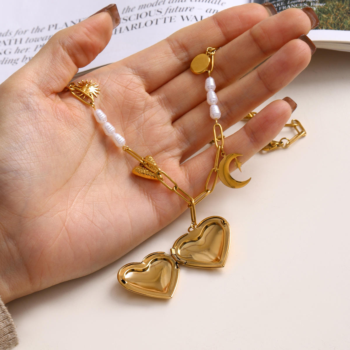 Celestial Heart Charm Necklace