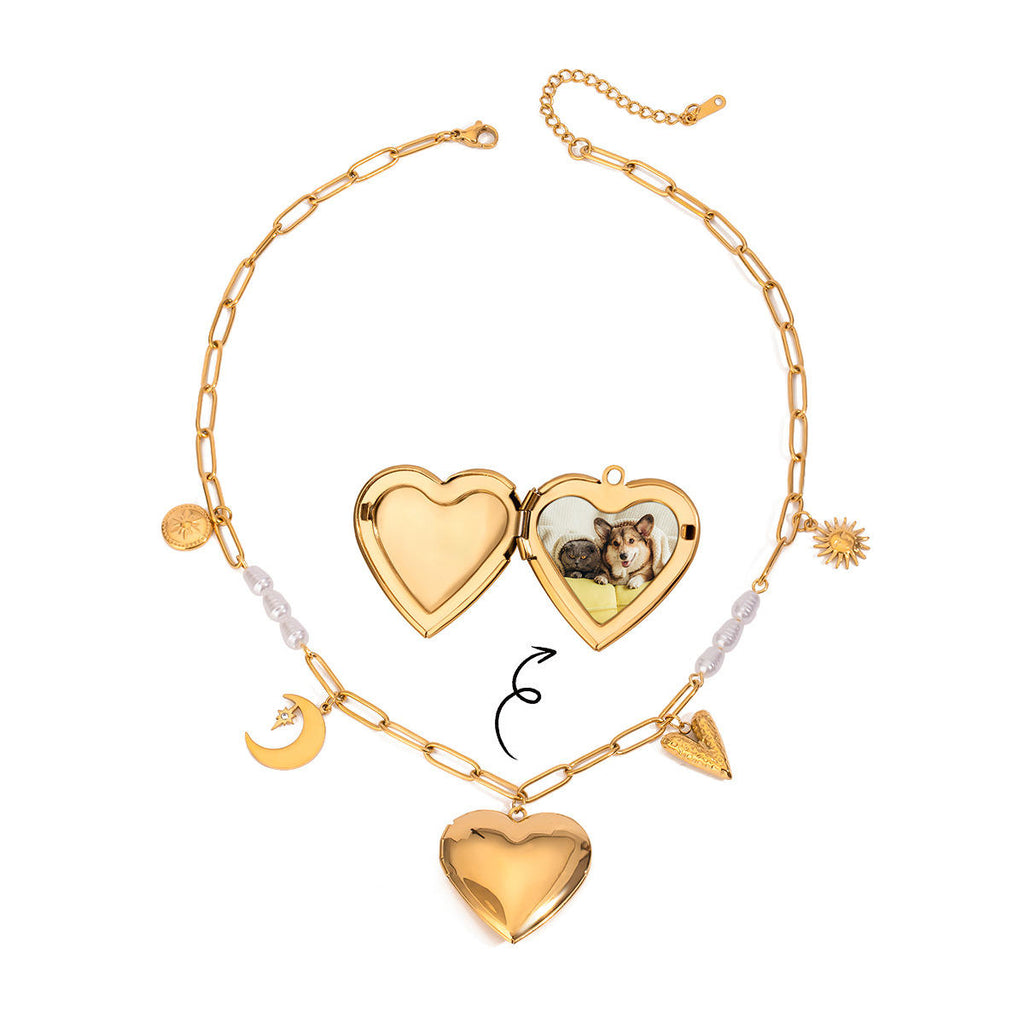 Celestial Heart Charm Necklace