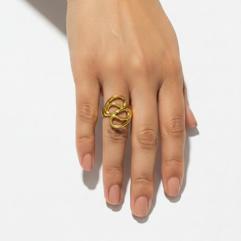 Cinematic Gold Knot Ring - White Studio