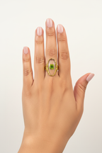 Cinematic Gold Oval Clover Ring - White Studio
