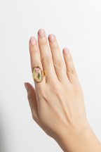Cinematic Pink Flower Oval Ring - White Studio