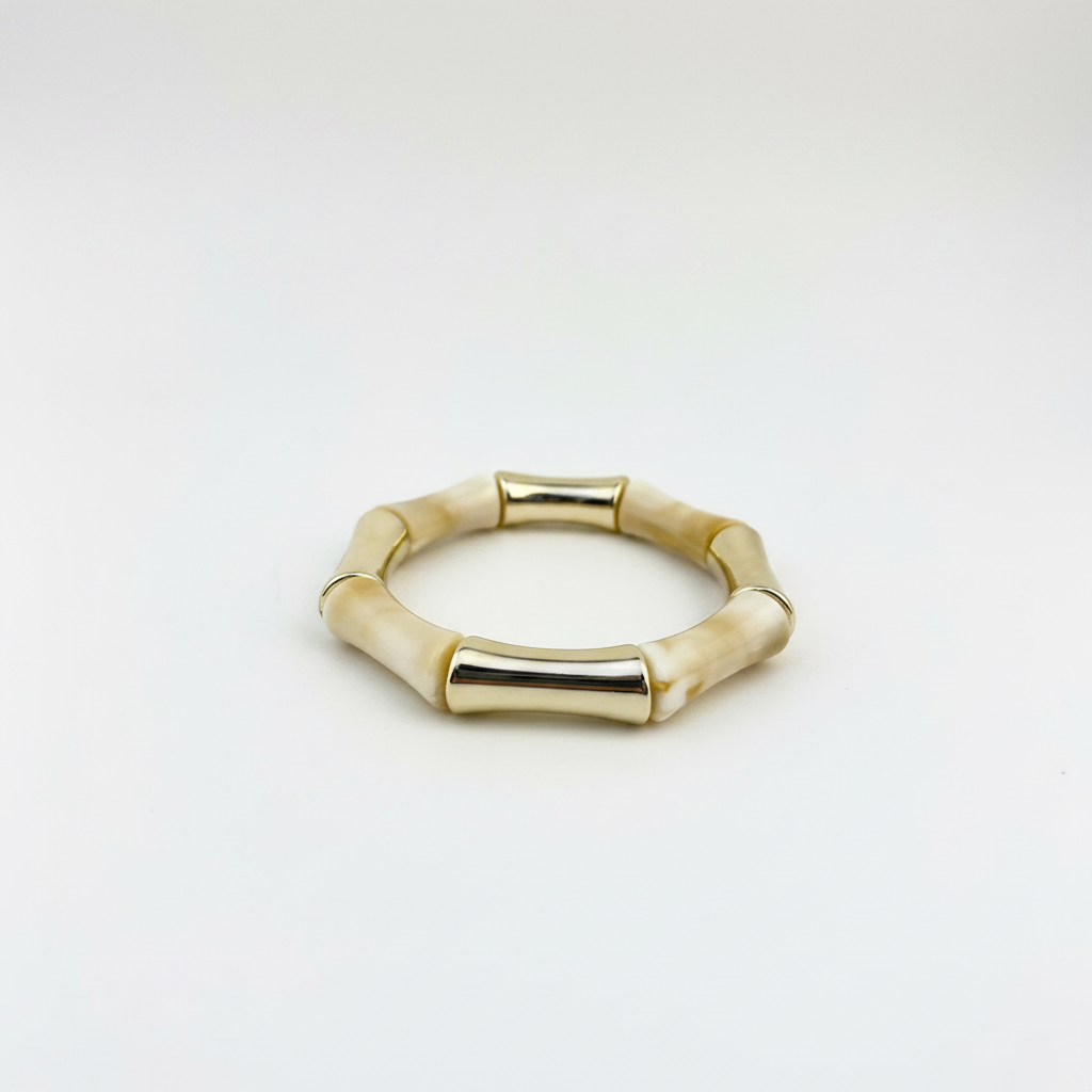 Cream & Gold Bamboo Bracelet