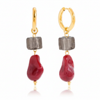 Crimson Resin Drop Hoop Earrings
