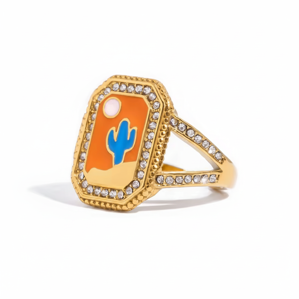 Desert Cactus Signet Ring