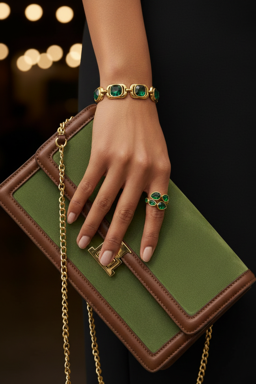Desirable Emerald Bracelet Editorial Shot