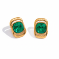 Emerald Green Crystal Gold Earrings