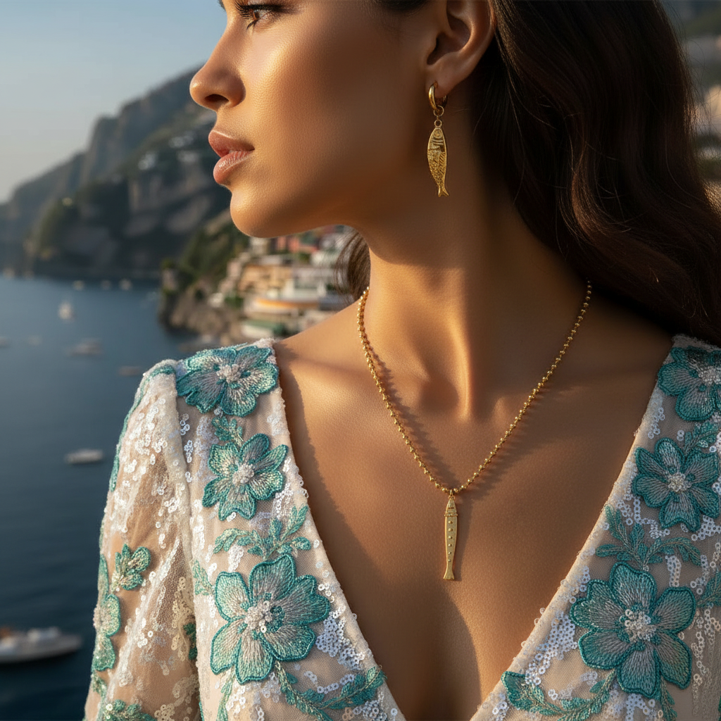 Fish Hoop Earring - Side Profile Angle
