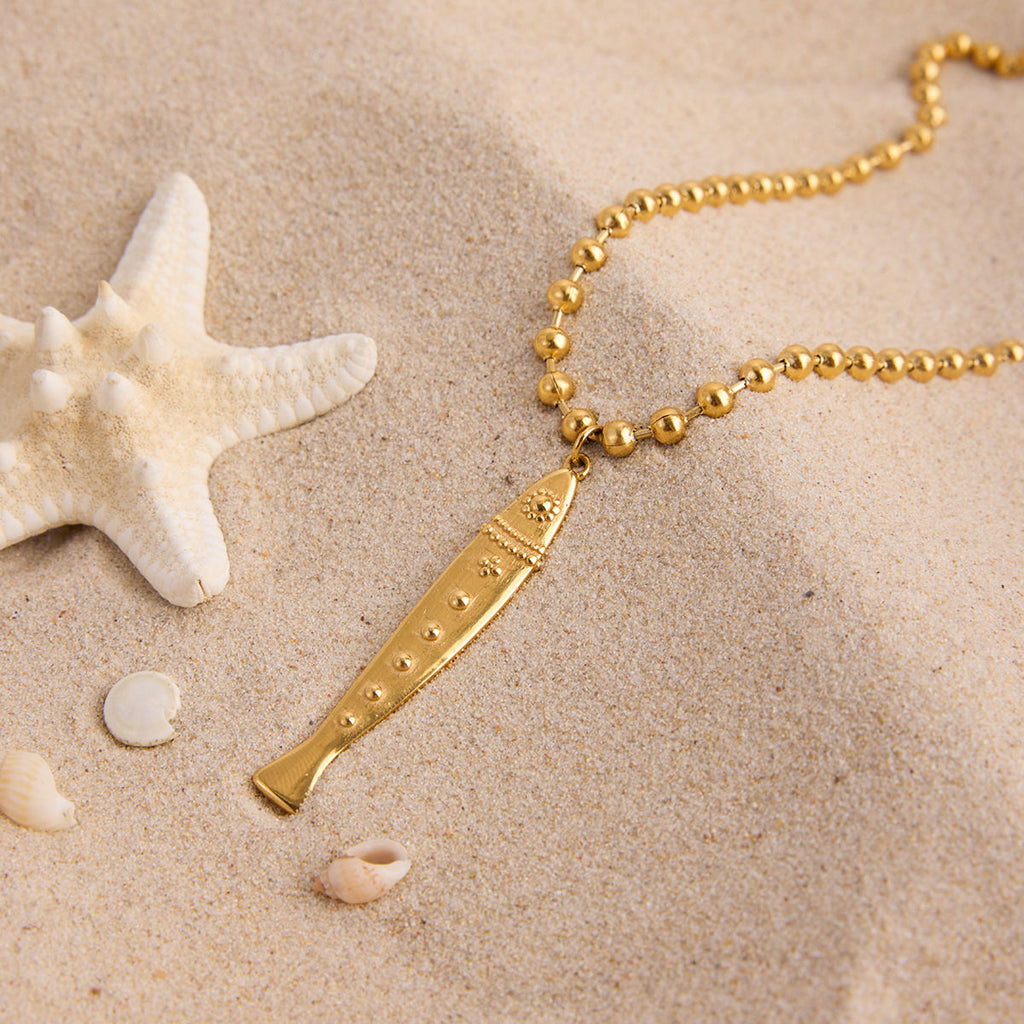 Fish Pendant Bead Necklace