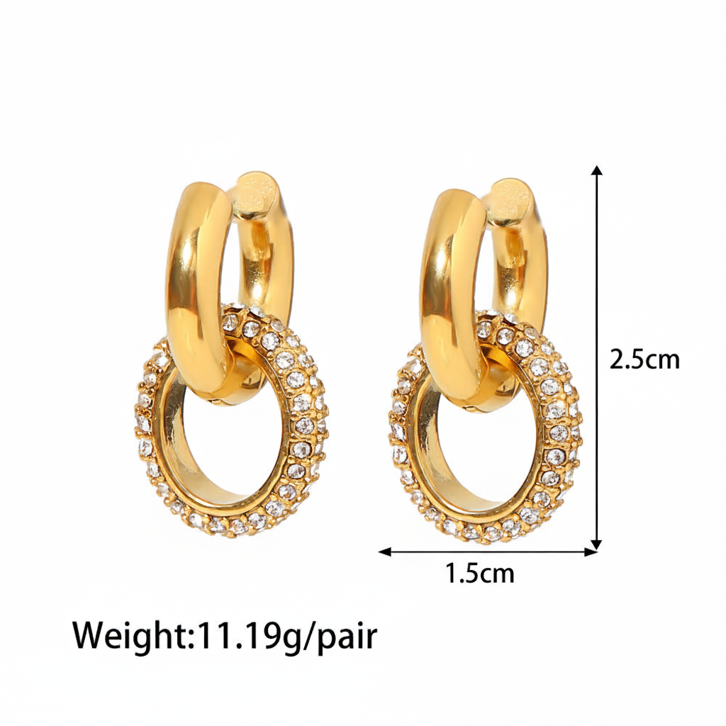 Glam Double Hoop Crystal Earrings