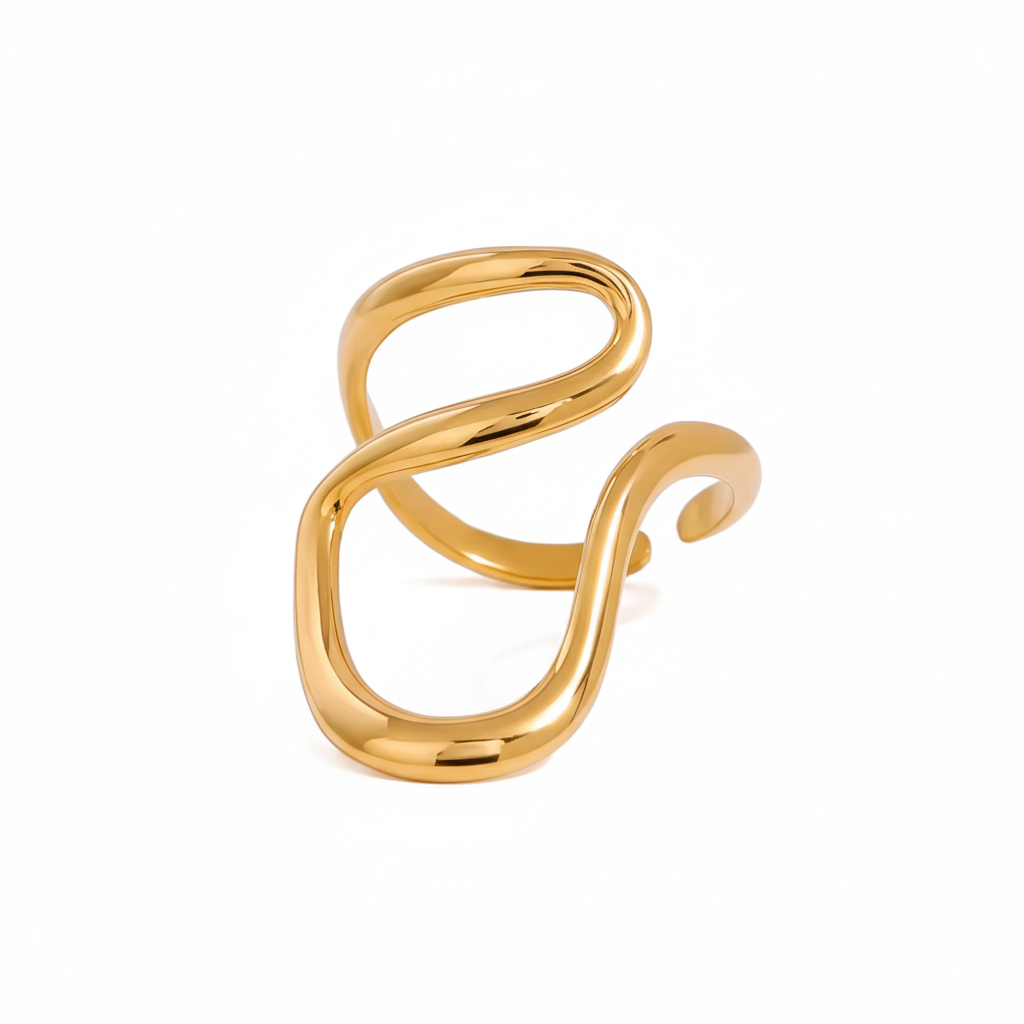 Gold Double S-Curve Ring