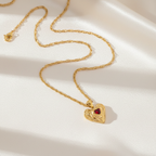 Gold Heart Necklace on Cream Satin