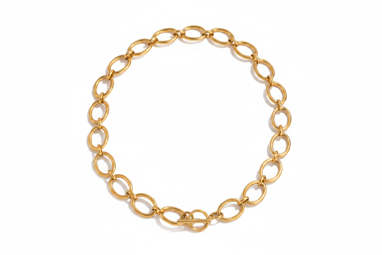 Gold Oval Link Chain Necklace
