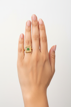 Gold Square Clover Ring - White Studio