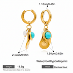 Gold Turquoise Hoop Earrings Spec