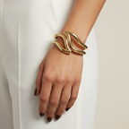 Gold Wave Cuff Bracelet Model Shot
