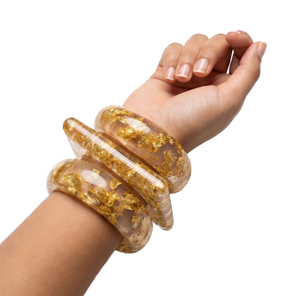 Gold Foil Resin Bangle Stack