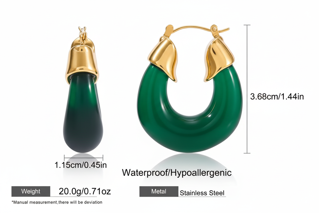 Green Resin Hoop Earrings Spec