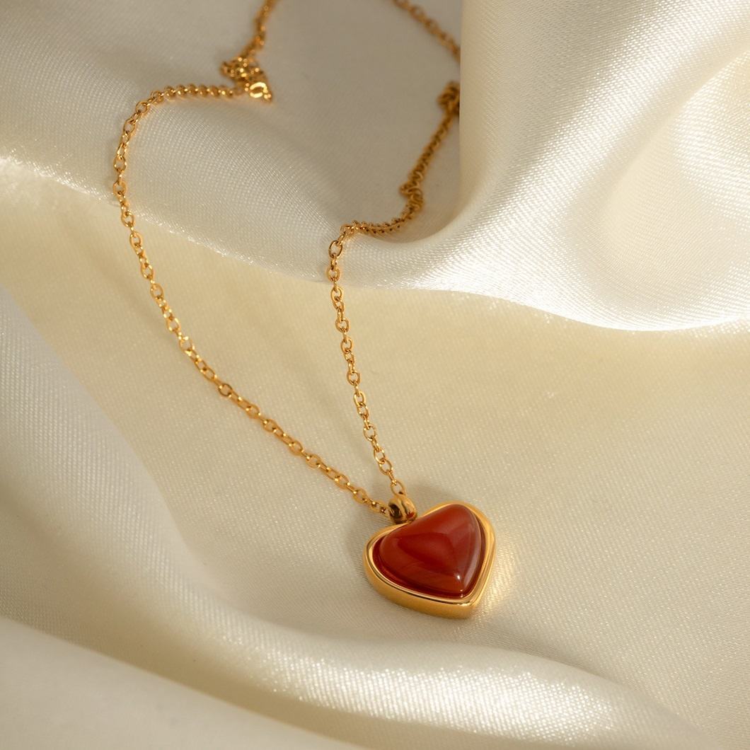 Dainty Scarlet Heart Necklace
