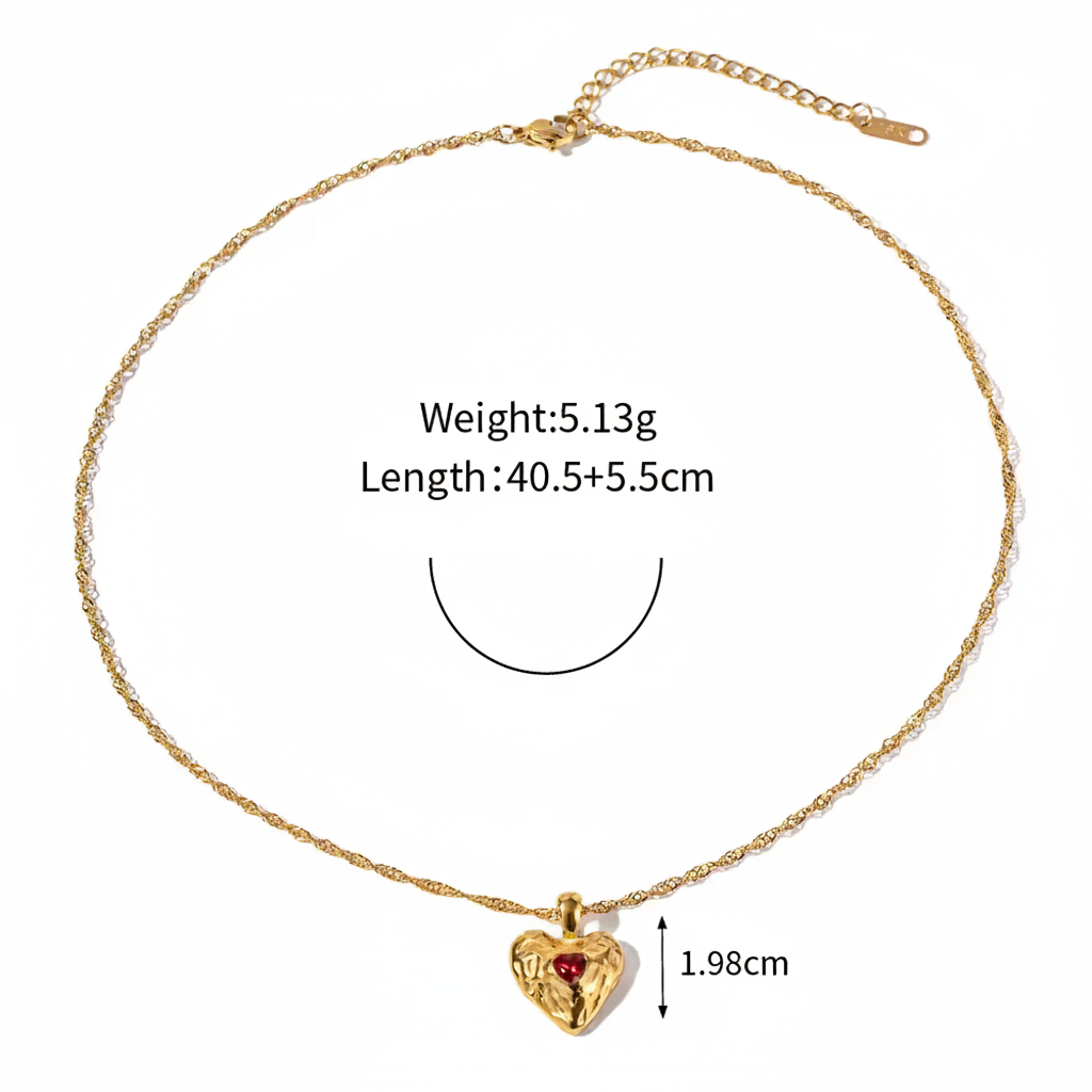 Heart Pendant Necklace - Dimensions