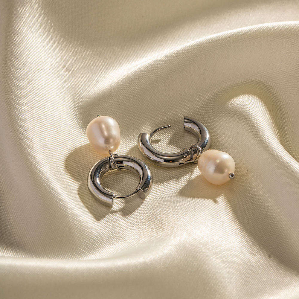 Ivory Pearl Hoops