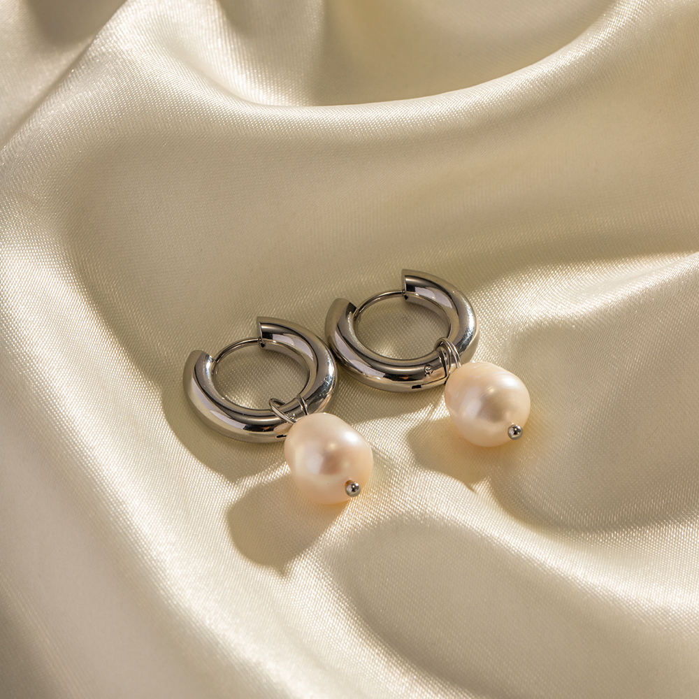 Ivory Pearl Hoops