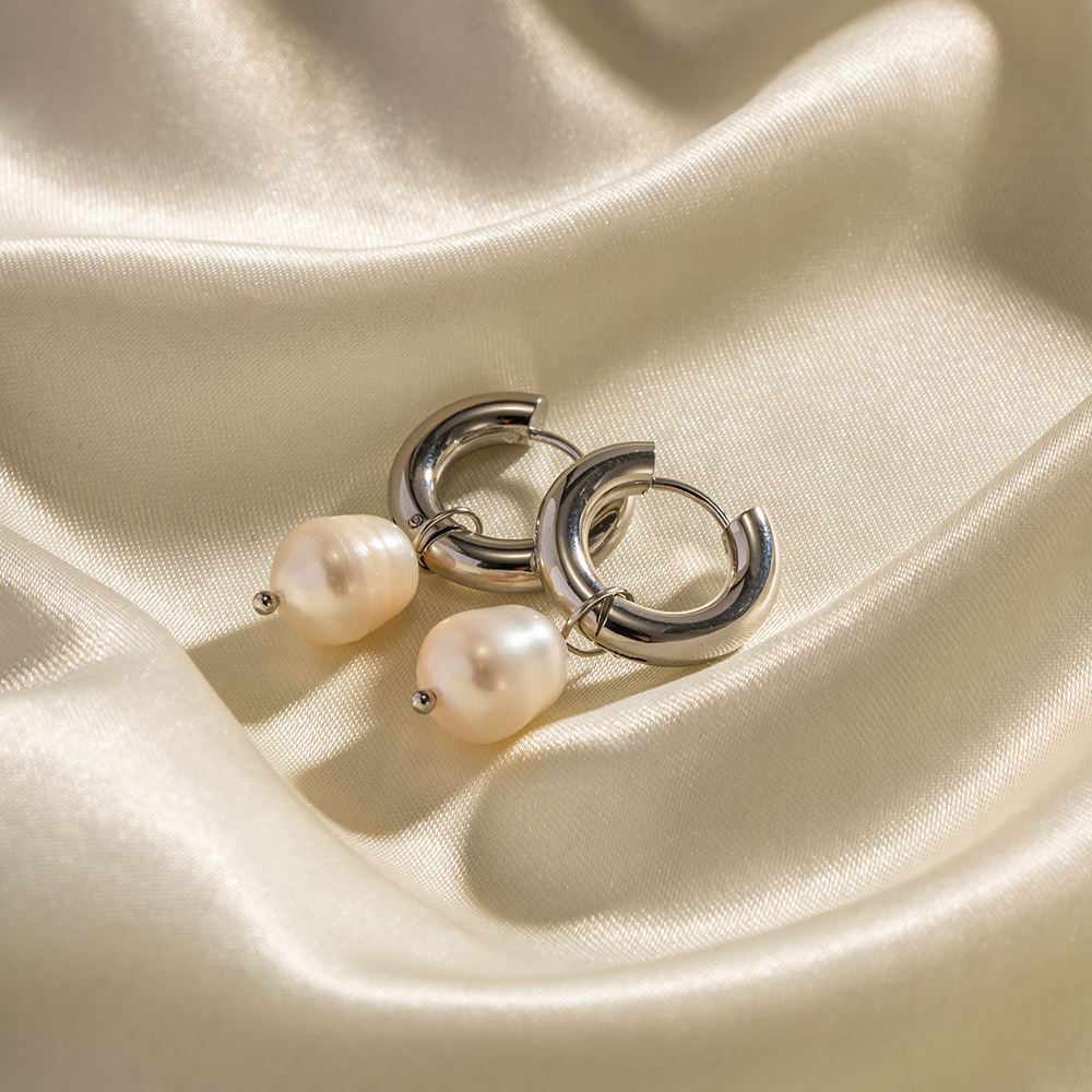 Ivory Pearl Hoops
