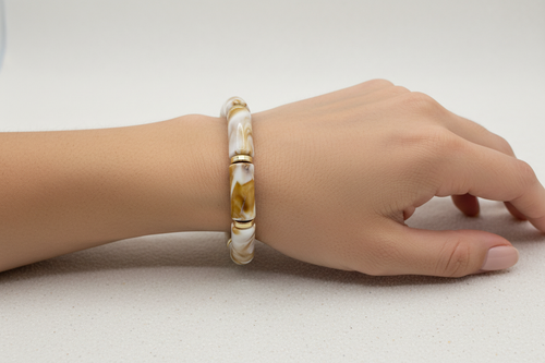 Marble Resin Tube Bracelet on Model Hand