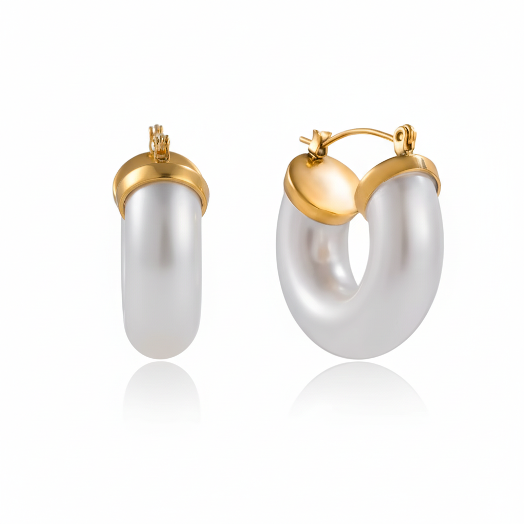 Pearl Hoop Earrings Clean
