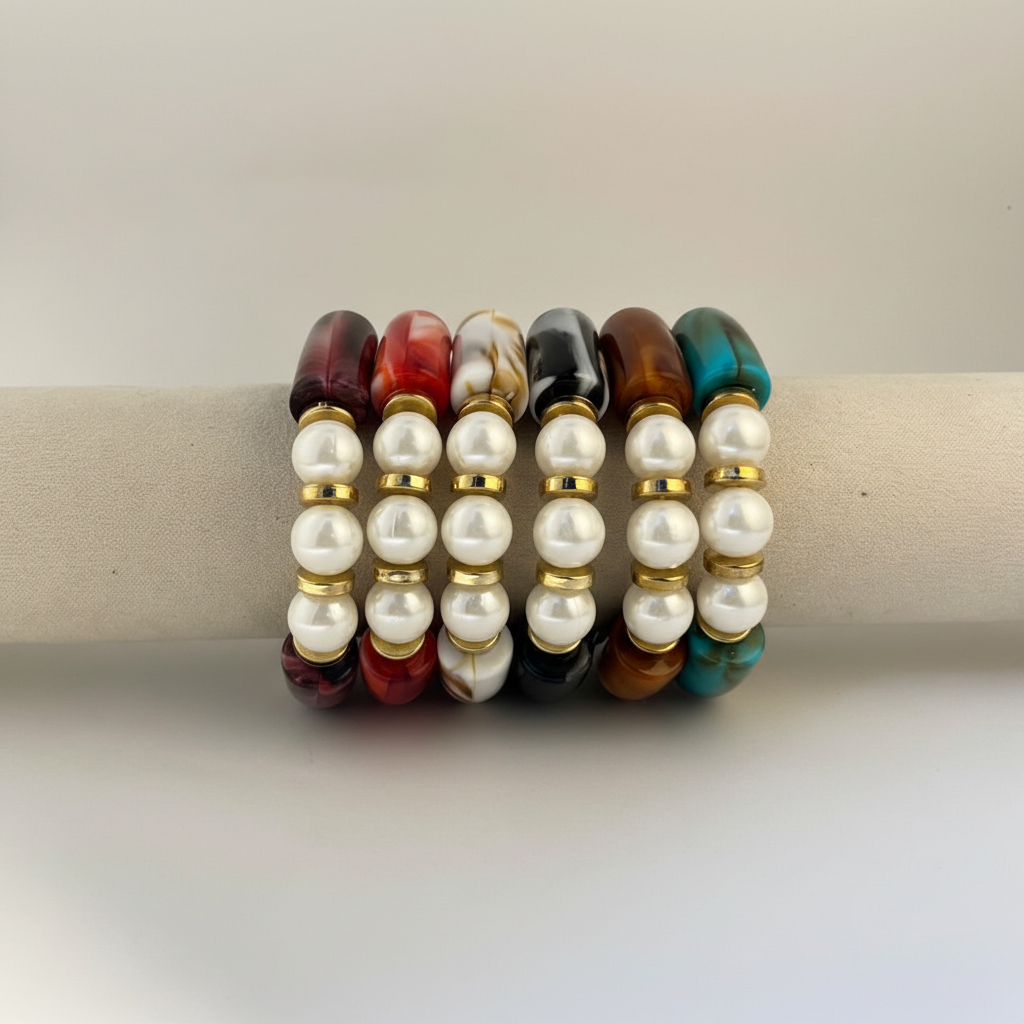 Pearl & Resin Bracelet Stack
