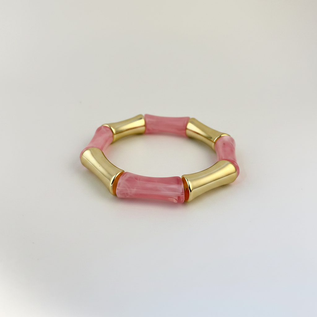 Pink & Gold Bamboo Bracelet