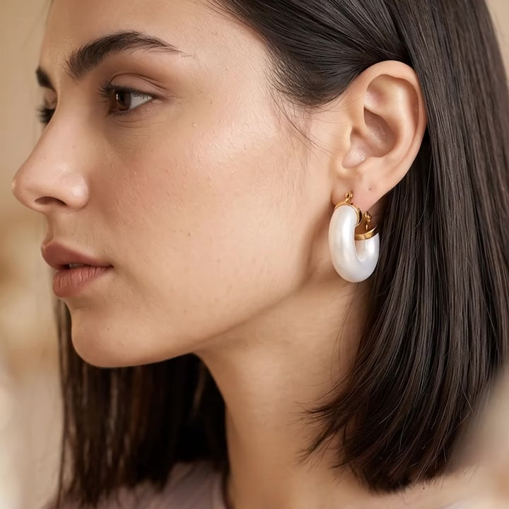 Ivory Luxe Hoops
