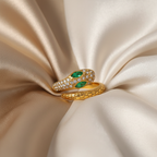 Serpent Green Eye Ring on Satin