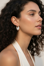 Shell Hoop Earrings - Side Profile Pose