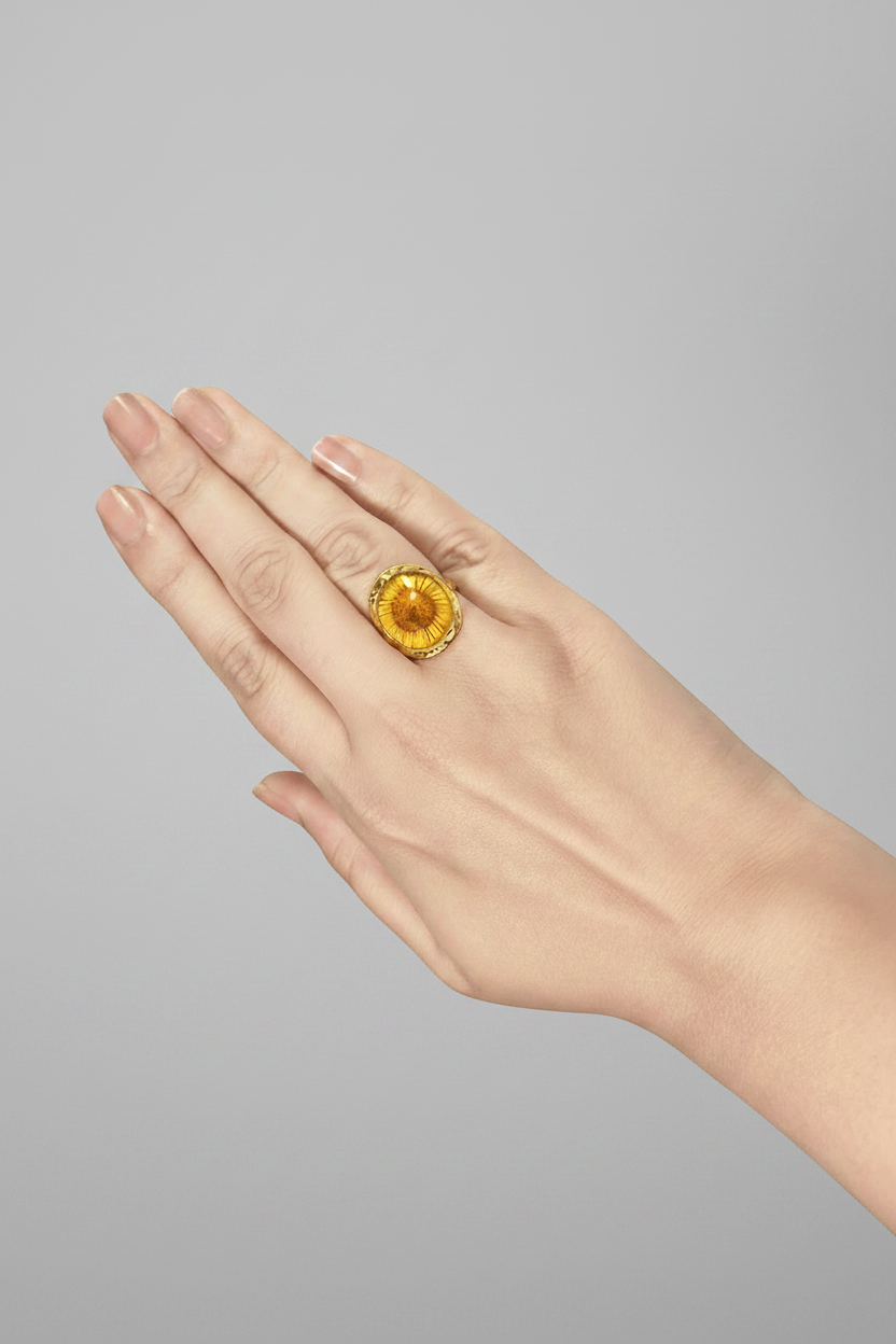 Sunflower Ring - Soft Grey Background